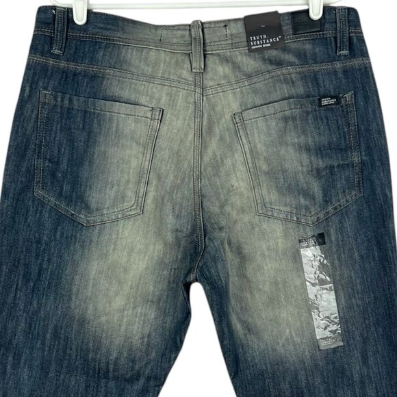 NWT Truth Substance Common Men's Ronin Blue Denim Jeans 38x32 Slim Fit Straight - Picture 4 of 12